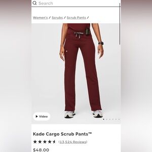 Figs Burgundy scrub pants XS-T